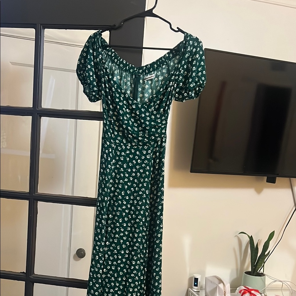 Reformation Green Floral Dress